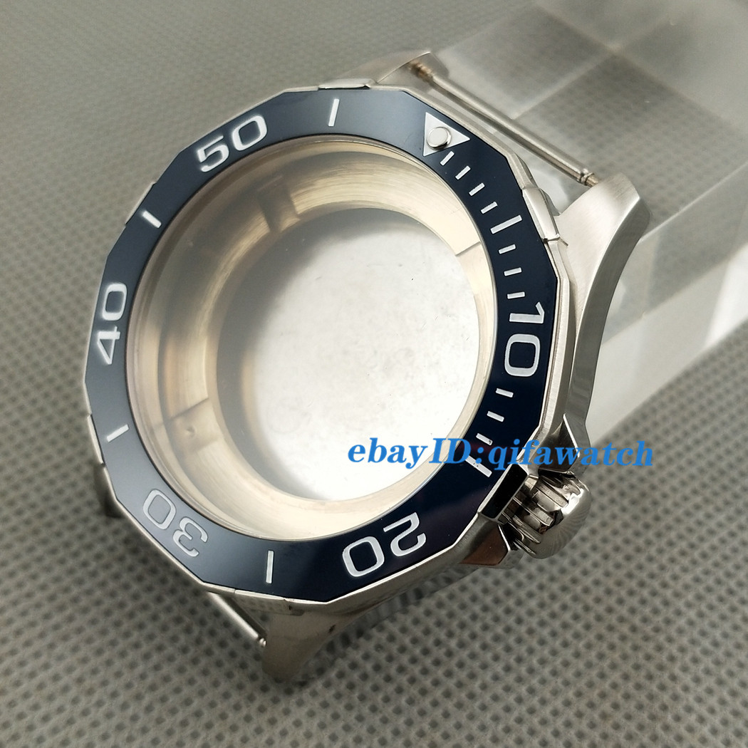 45mm Blue Ceramic Bezel Watch Case Fit ETA 2836 Miyota 8205/8215 DG2813 Movement