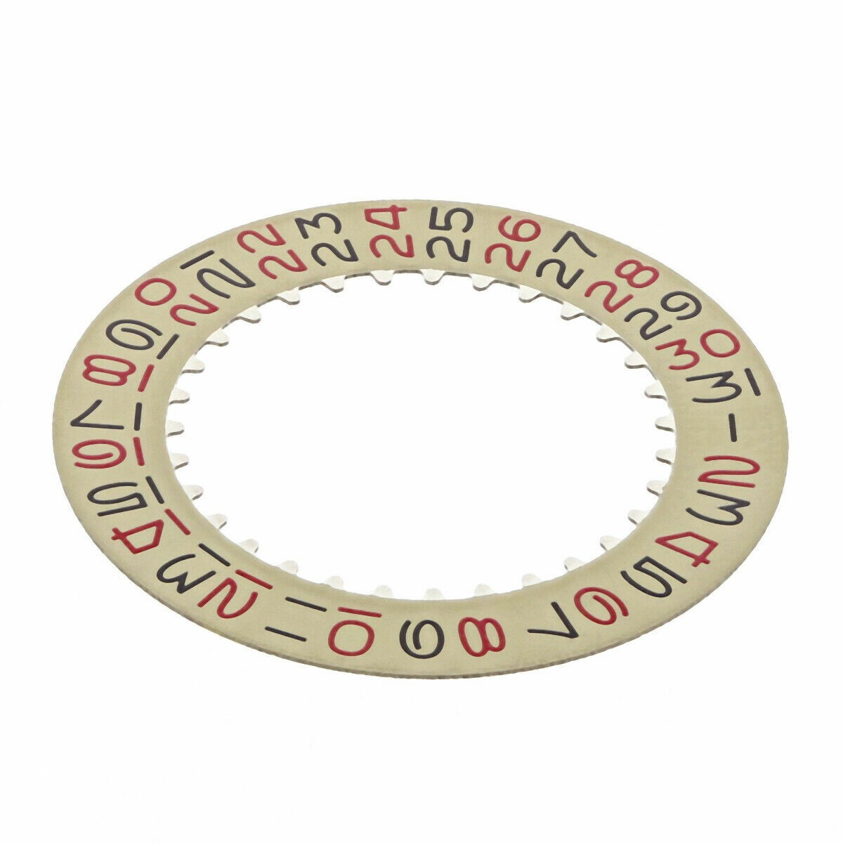 Date Disc For Rolex 1530-1570 Movement Champagne Yellow With Red/Black Numbers