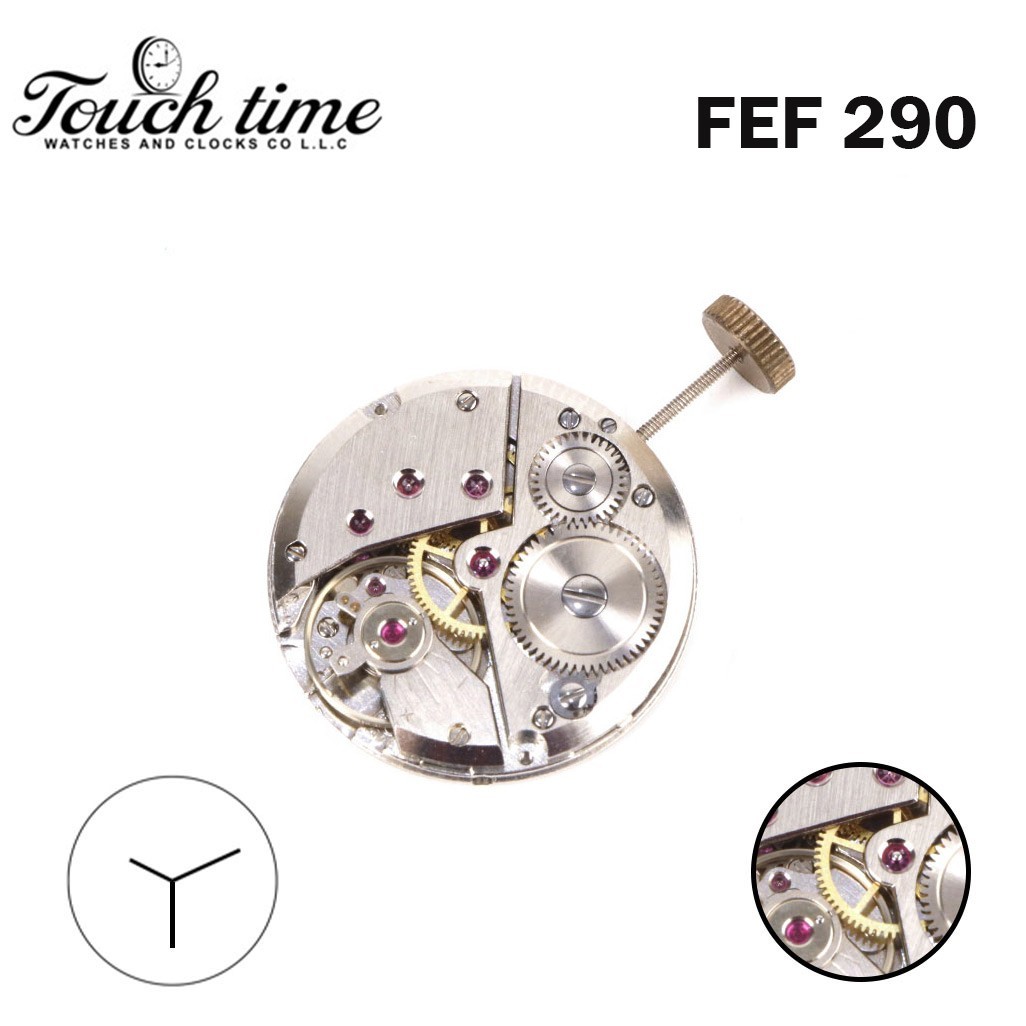 FEF 290 Swiss Mechanical Hand-Silver color-Vintage 15 Jewels-Wind Watch Movement
