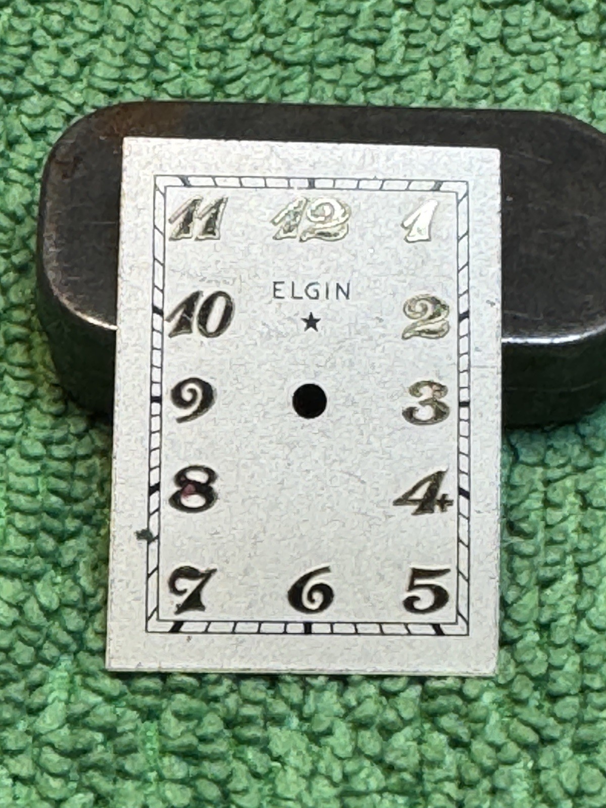 Vintage Elgin Watch Dial Only White 13mm X 20mm Dial Feet At 11&1 O’clock