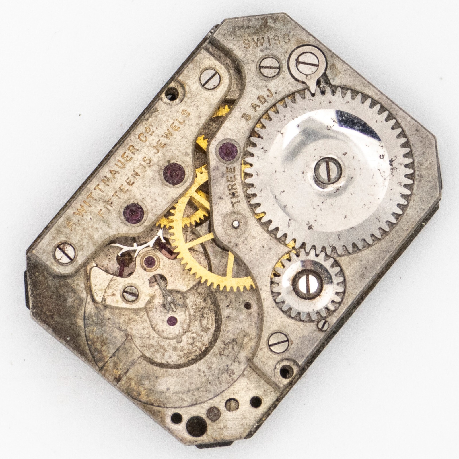 Partial Vintage Wittnauer 20.5 mm x 28 mm 15-Jewel 3-Adj Wristwatch Movement