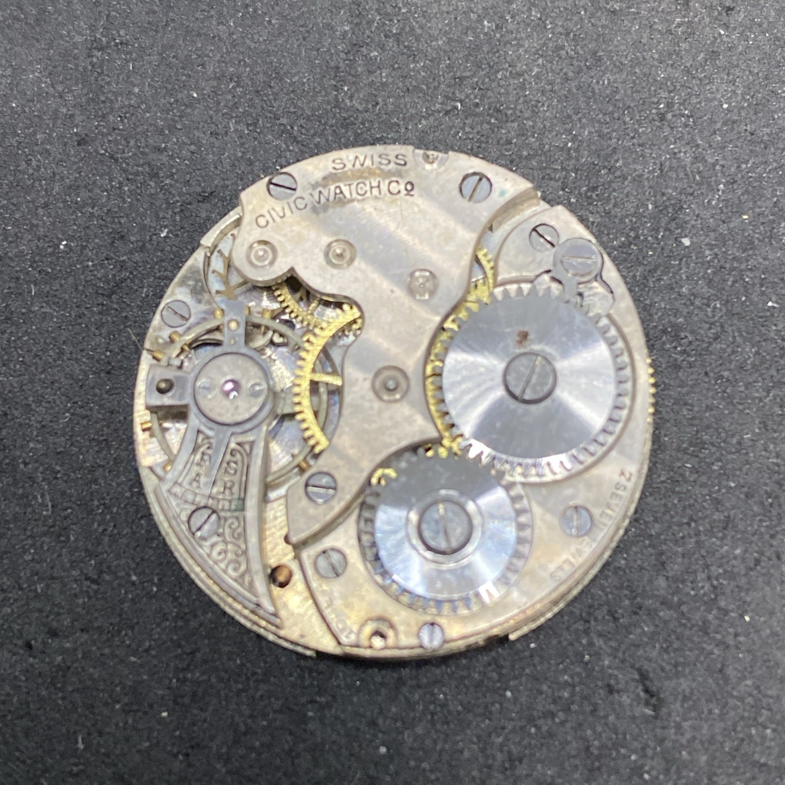 Civic Pendant Watch Movement Swiss Openface 25 Mm Parts Antique F8719