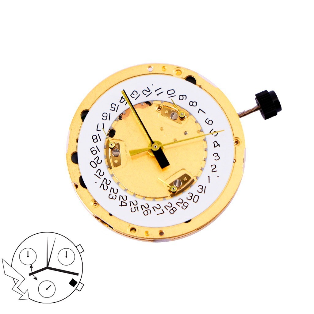 ETA Swiss Movement 251.262- Chronograph-Horizontal White Date Disk At 4- 6 Hands