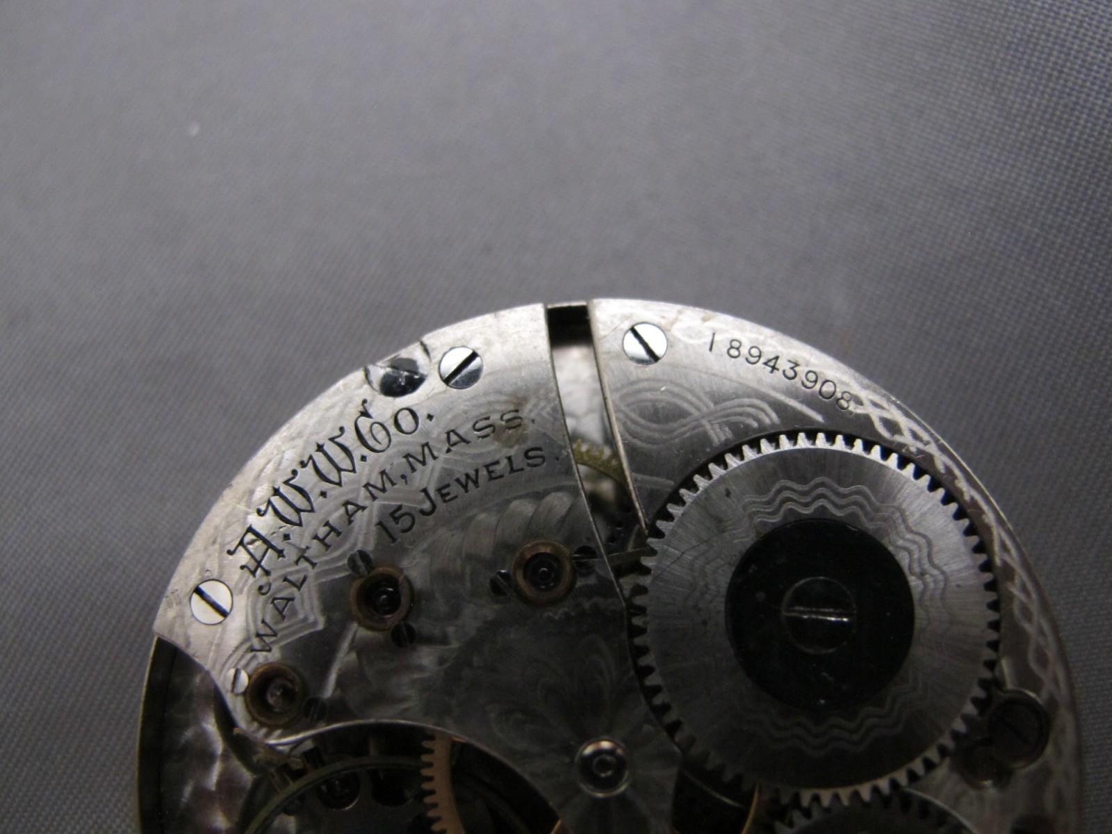 WALTHAM Grade 620 Model 1908 16S 15 Jewel Pocket Watch Movement-1913