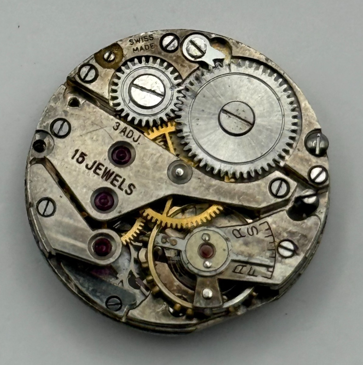 AS 970 Watch Movement A. Schild 970 15 Jewels 3 ADJ Swiss Parts Repair 19.1mm