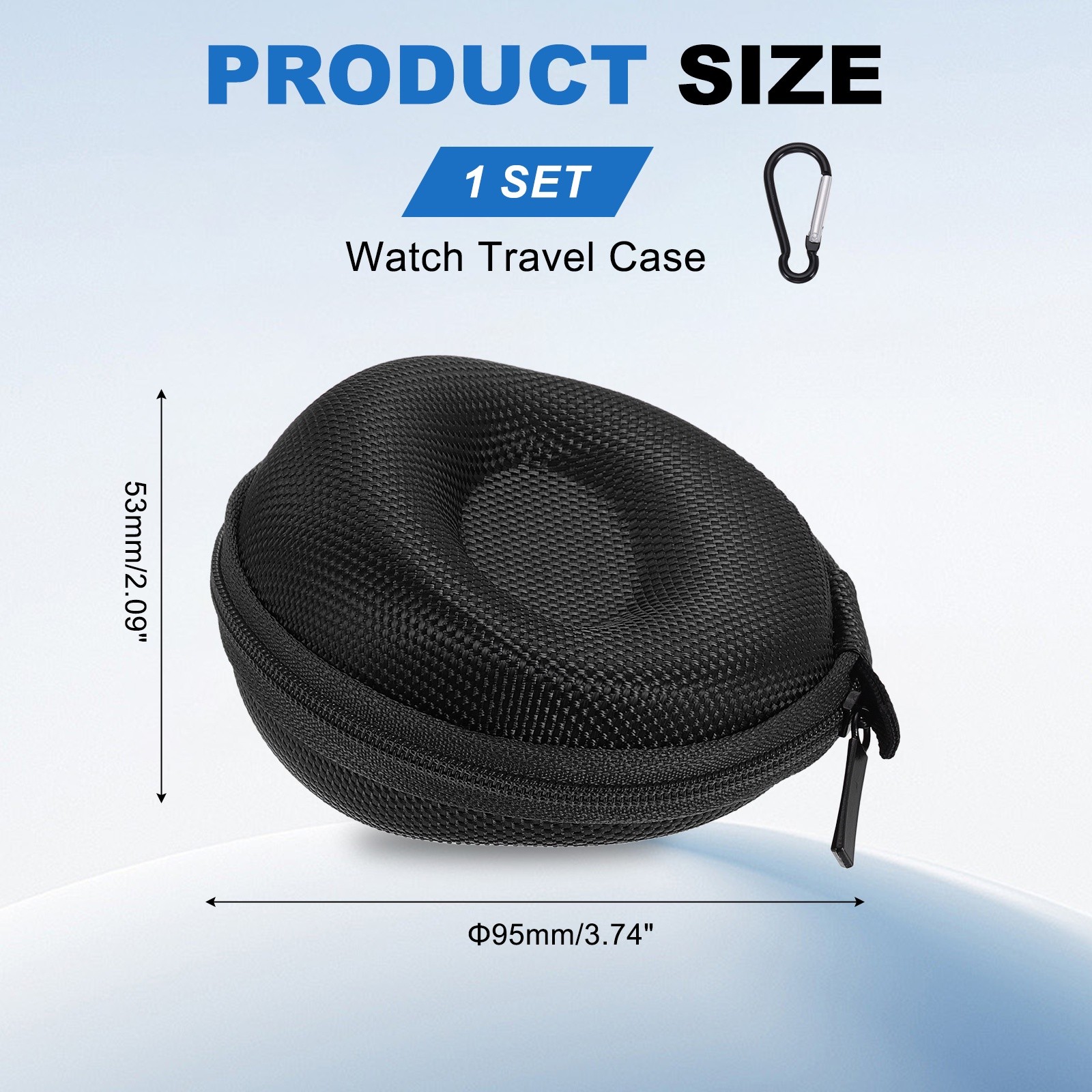 Watch Travel Case 1 Slot Oxford Storage Box Up to 50mm / 2 Inch, Black