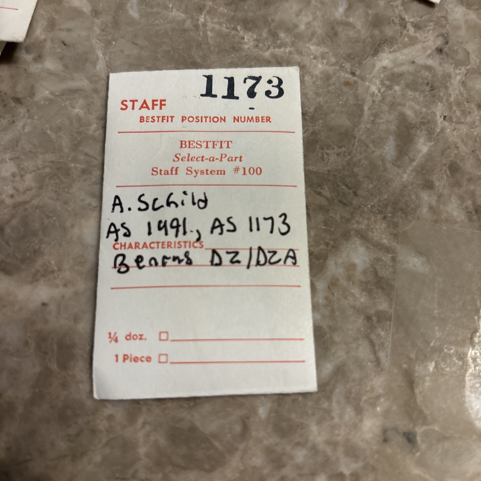 A Schild Best fit Balance Staff Best #1173 1491 , 1173 Benrus DZ/DZA