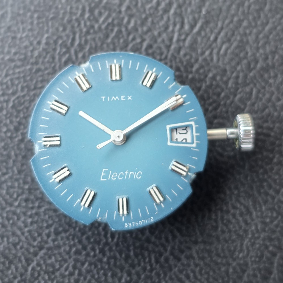 Timex M40 Electric Blue Dial Hands Movement Stem Crown Date Parts Repair