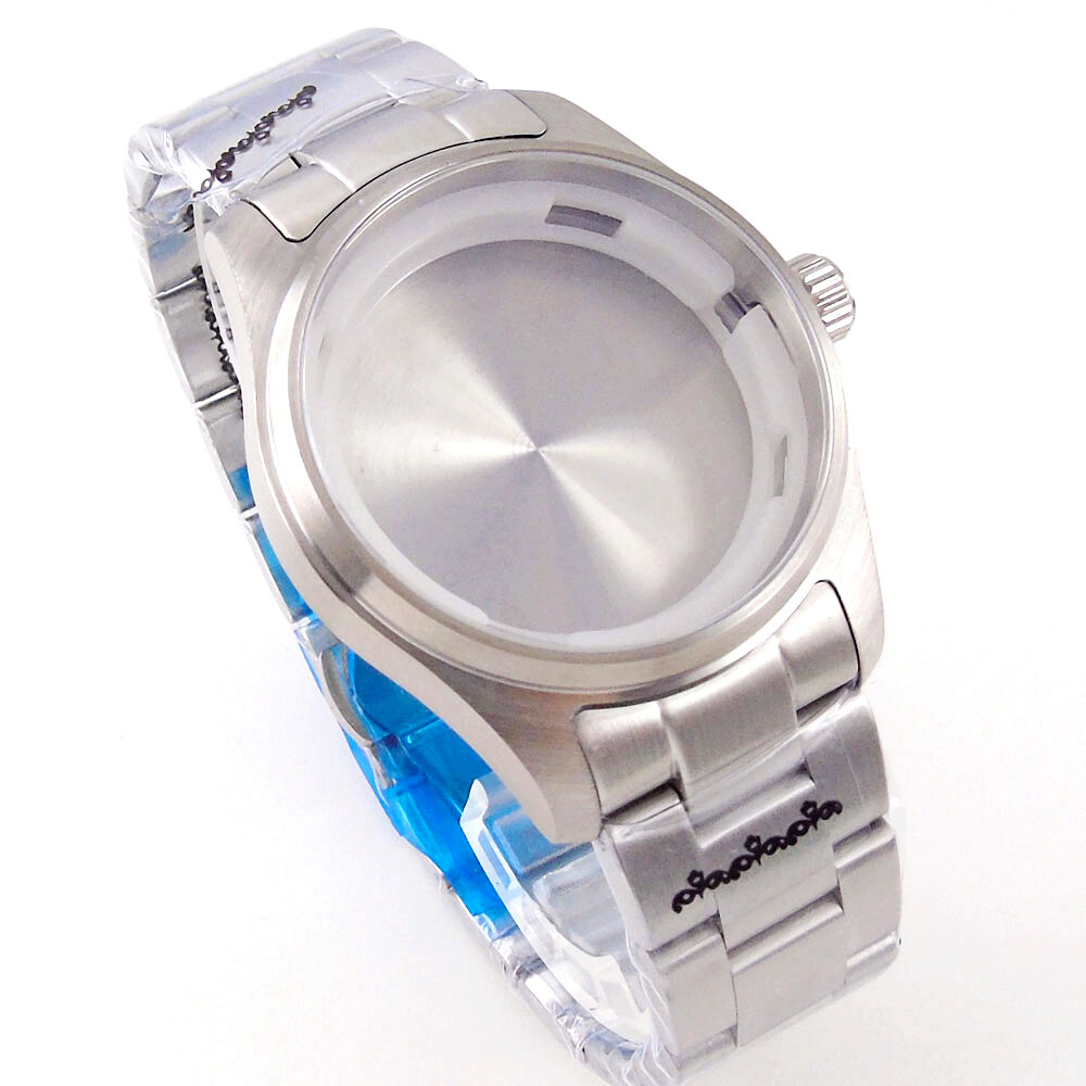 39mm Solid Steel Sapphire Glass Watch Case Bracelet Fit NH34 NH35 NH36 ETA 2824