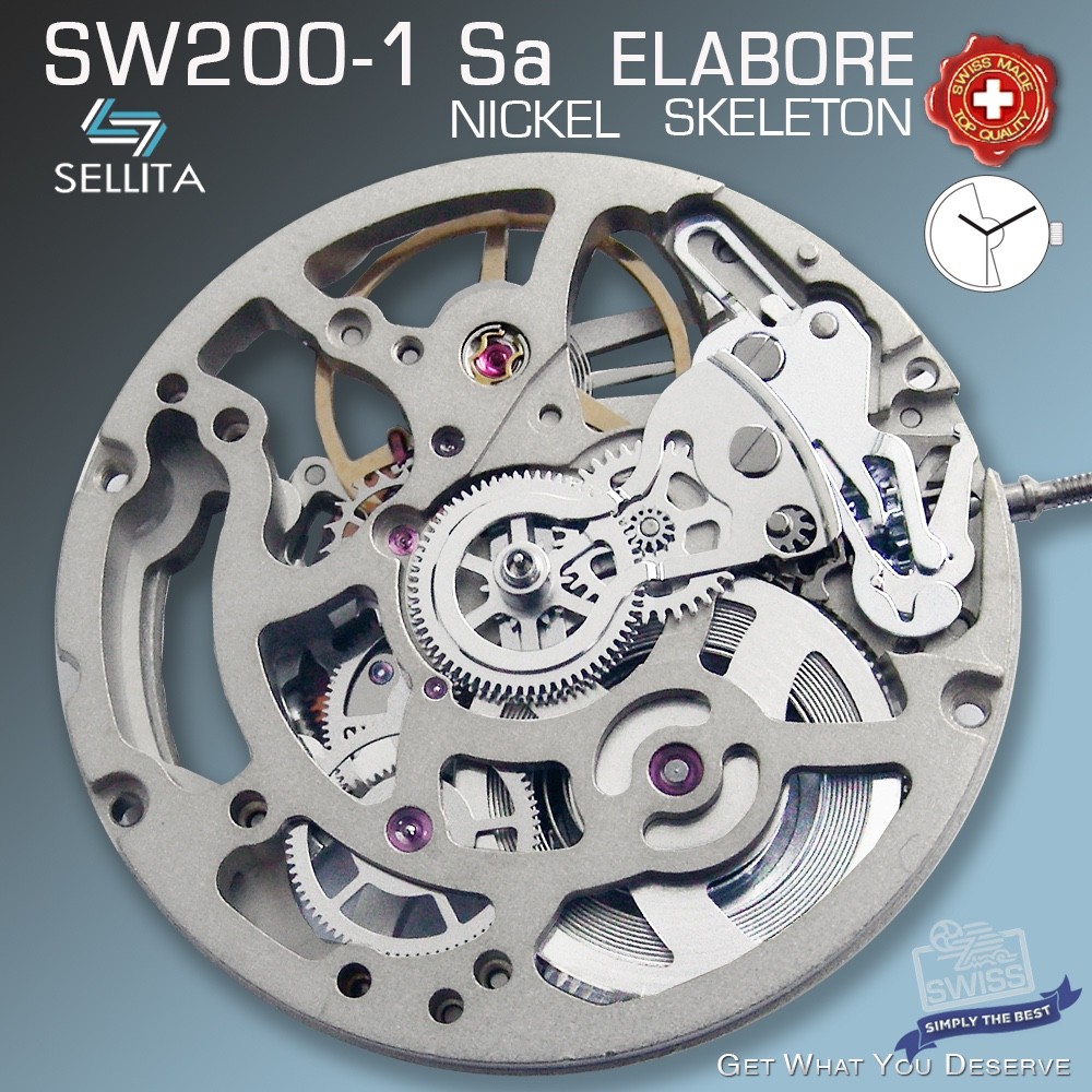 MOVEMENT AUTOMATIC SELLITA SW200-1 Sa, ELABORE, NICKEL, SKELETON BEAUTY