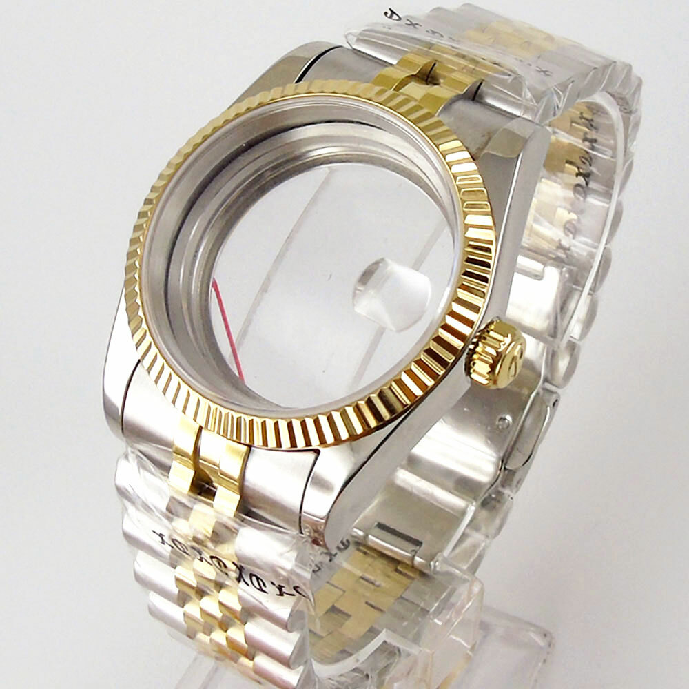 36mm Sapphire Crystal Watch Case For Miyota8215 821A DG2813 ST1612 Jubilee Strap