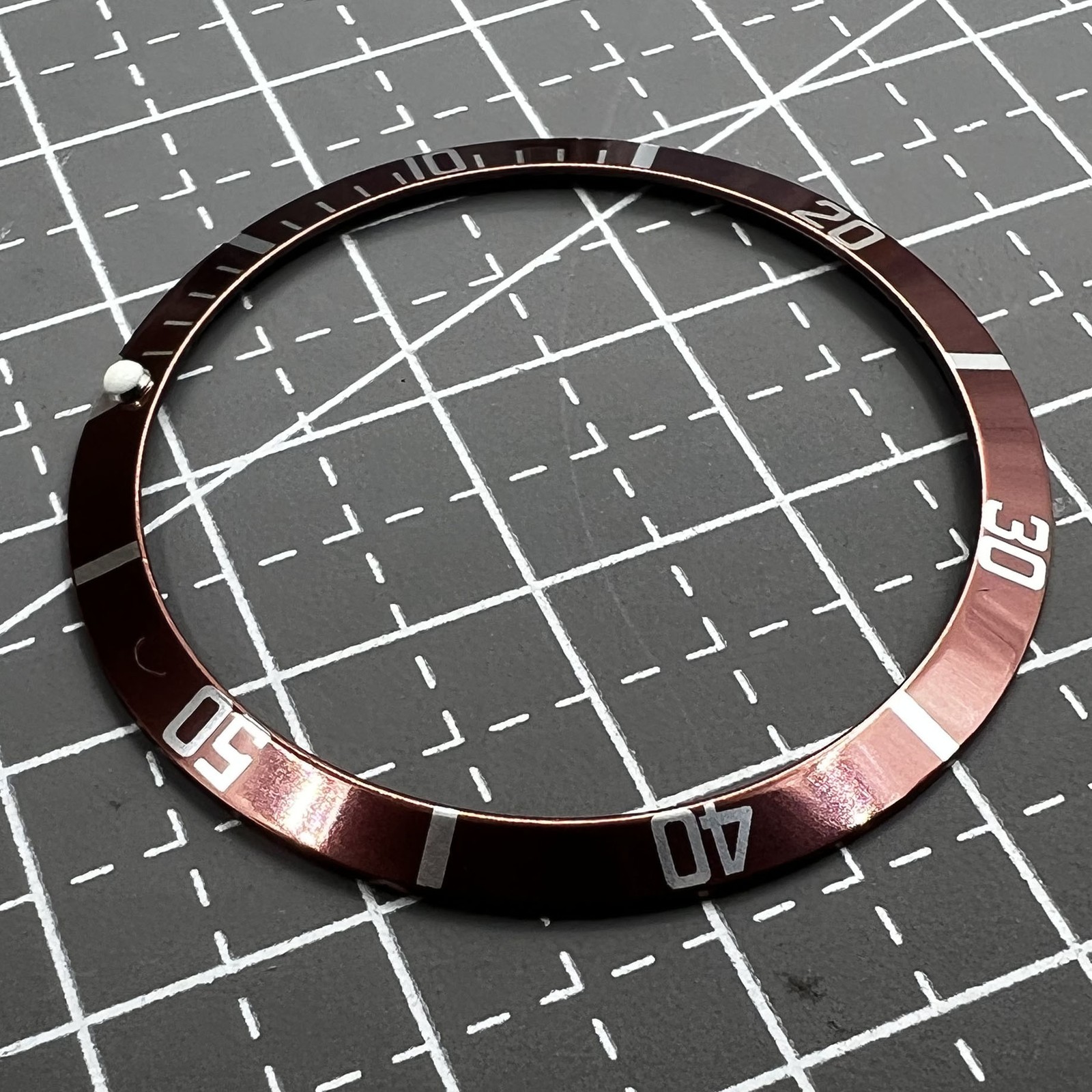36.5*30.8mm Vintage Aluminum Alloy Slope Green Luminous Brown Watch Bezel