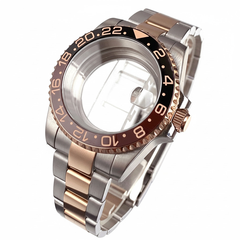 40mm Ceramic Bezel Watch Two Tone Dive Case Sapphire Fit NH35 NH36 ETA2824 8215