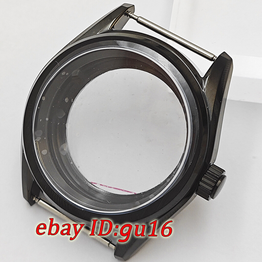 38mm Watch Case Black Sapphire Glass For NH35 NH36 ETA2824 PT5000 ST2130 parts