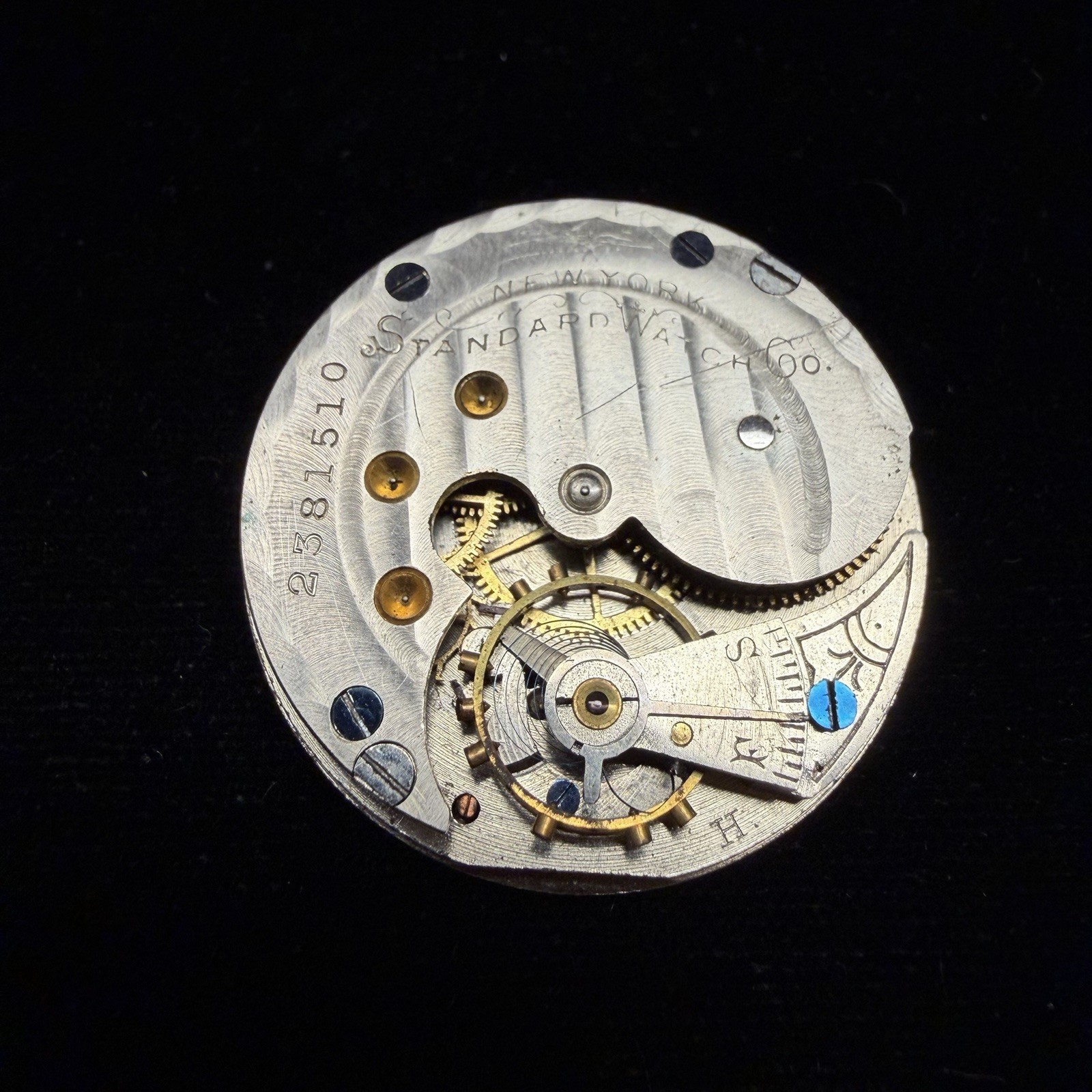 1902 New York Standard Watch Co. Grade: 44 6s 7j Movement & Dial Parts Or Repair