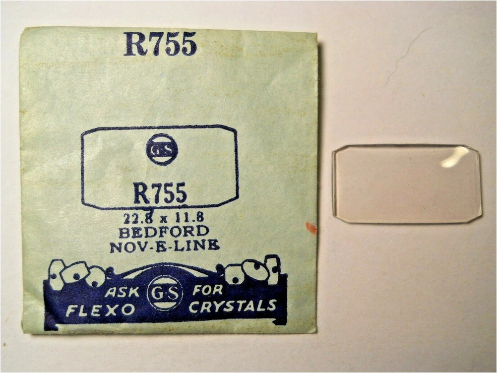 GS R755 Watch Crystal For Bedford Nov-E-Line Waltham 22.8 x 11.8 mm Replacement
