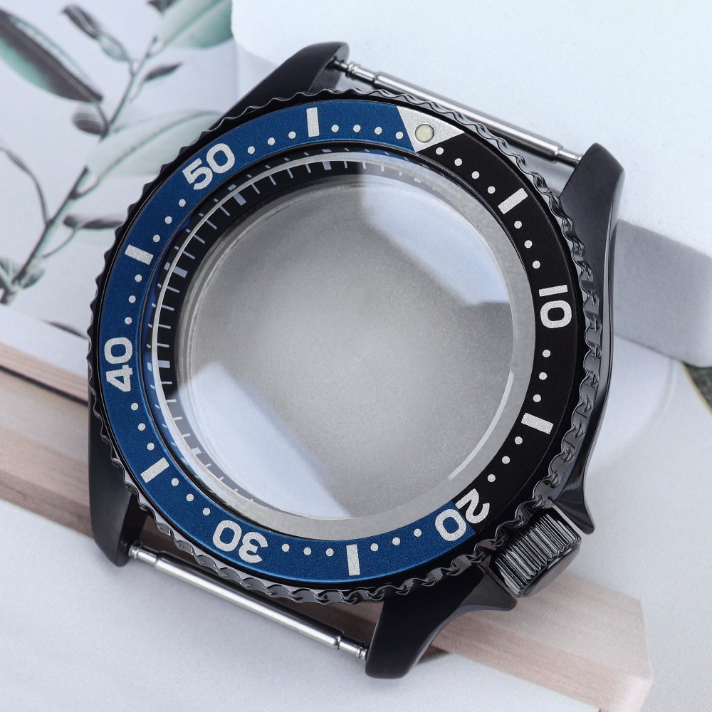 PVD Black 42.5mm Diver Watch Case Sapphire SKX007 Style For Seiko NH35 Movement