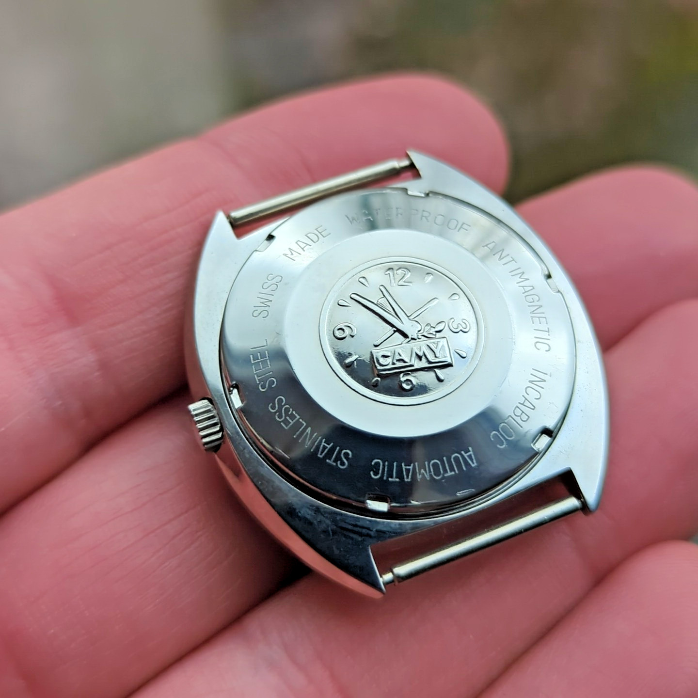 Vintage Camy Steel Swiss NOS Watch Case 36mm for 28.5mm Movement (J49)