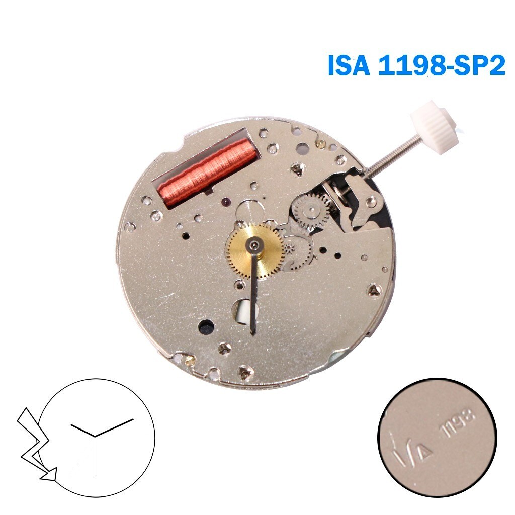 ISA Swiss Movement 1198 SP2 , Quartz Movement, 3 Hands, Without Disk.