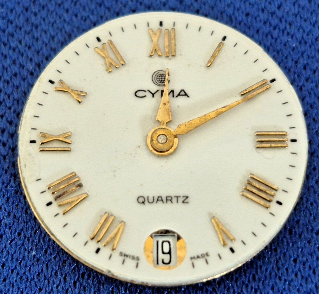 ETA 256.111 • OMEGA 1426 • LONGINES 152.2 CYMA DATE PORCLELAIN ROMAN DIAL RUNS