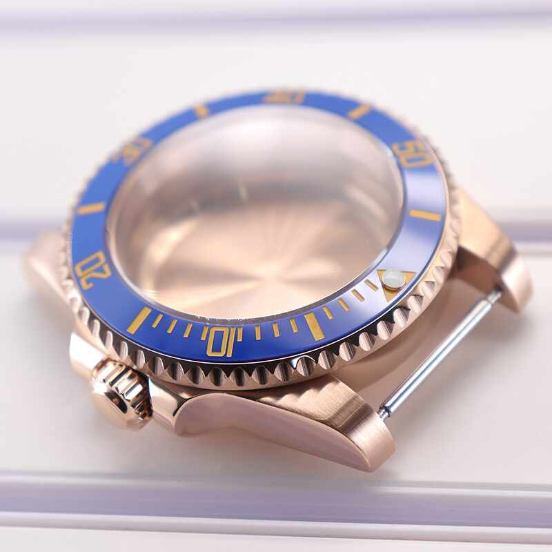 40mm Rose gold Watch Case+ Sapphire Glass Stainless Steel For Seiko Nh35 2824