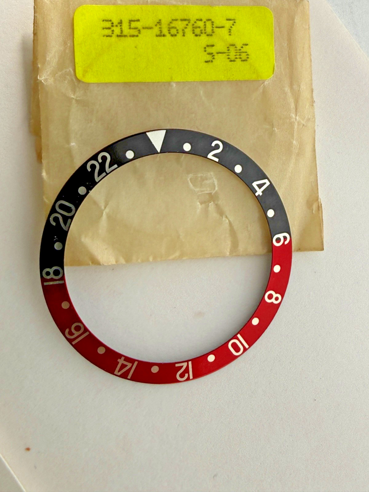 ROLEX GENUINE GMT COKE BEZEL INSERT Part# B315-16760-7-A1 For 16710 16700 16760