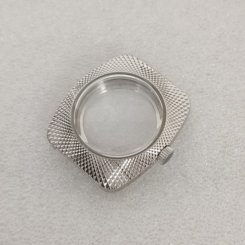 36.5mm Stainless Steel Watch Case & Strap Geometric Design Fit NH35/36 Movement