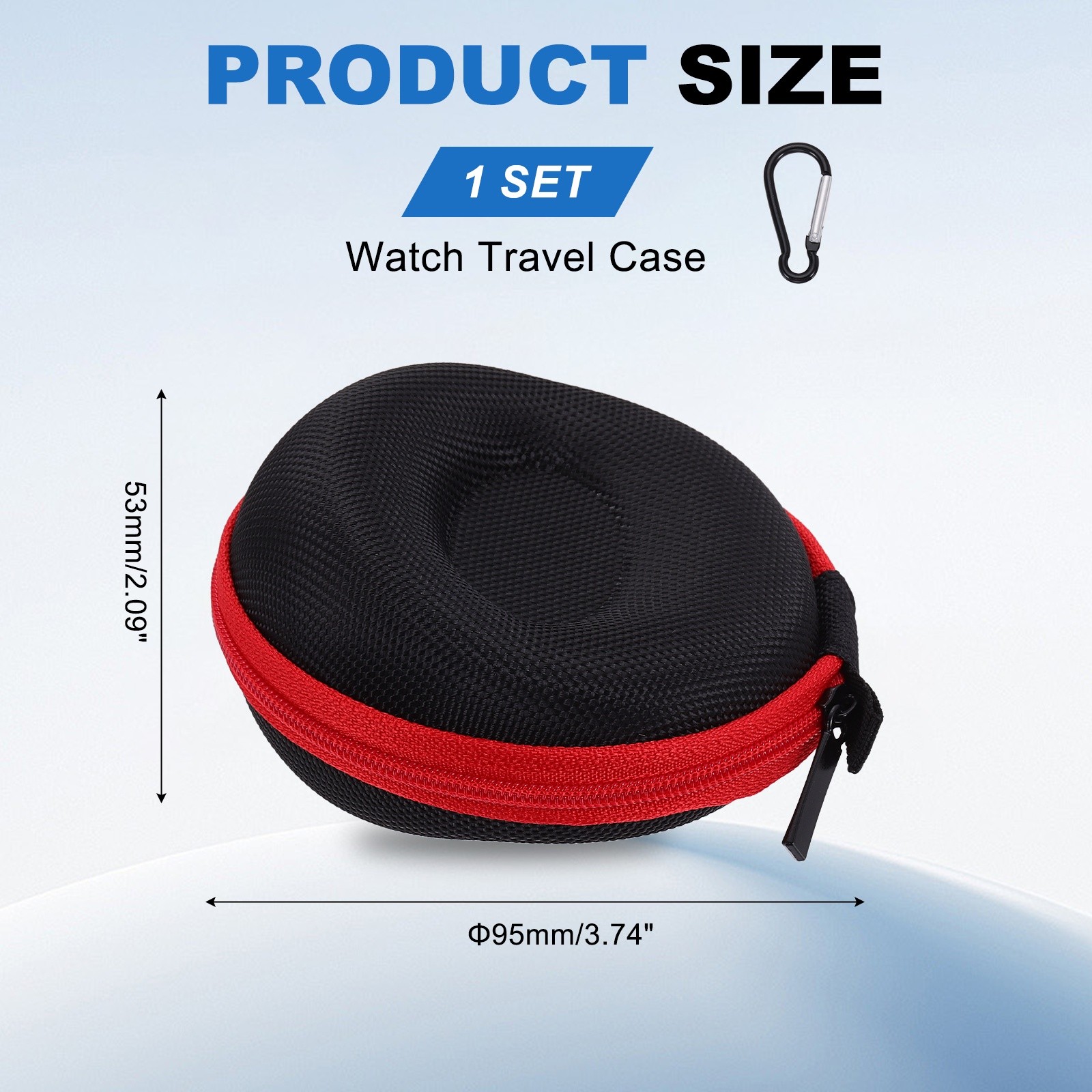 Watch Travel Case 1 Red Slot Oxford Watch Storage Box Up to 50mm / 2 Inch, Black