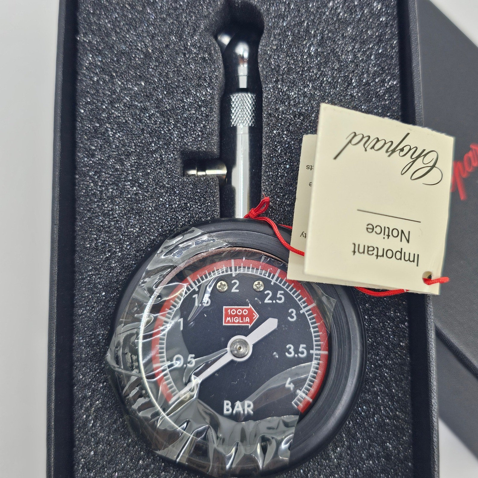 Chopard 1000 Miglia Tire Pressure Gauge Black Silver Red BAR Scale New Open Box