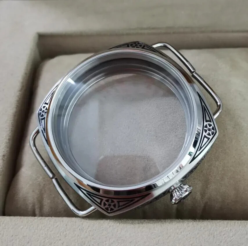 47mm Watch case 604 style Carving pattern 316L stainless steel For Watch