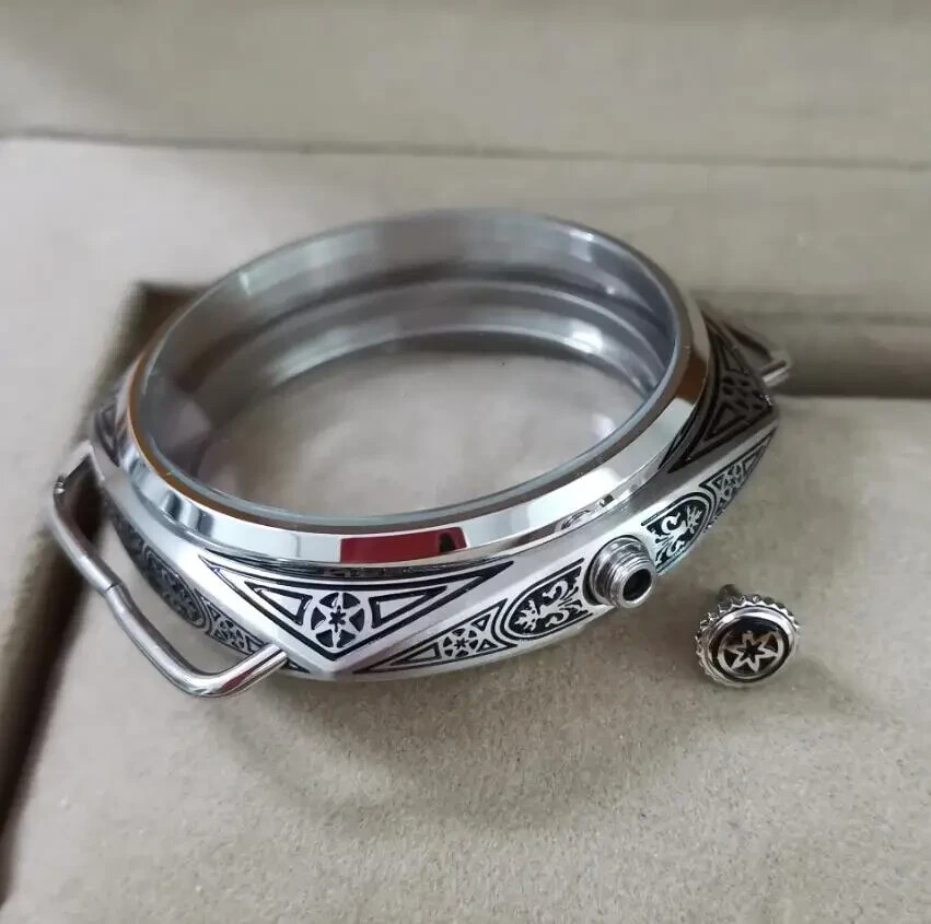 47mm Watch case 604 style Carving pattern 316L stainless steel For Watch