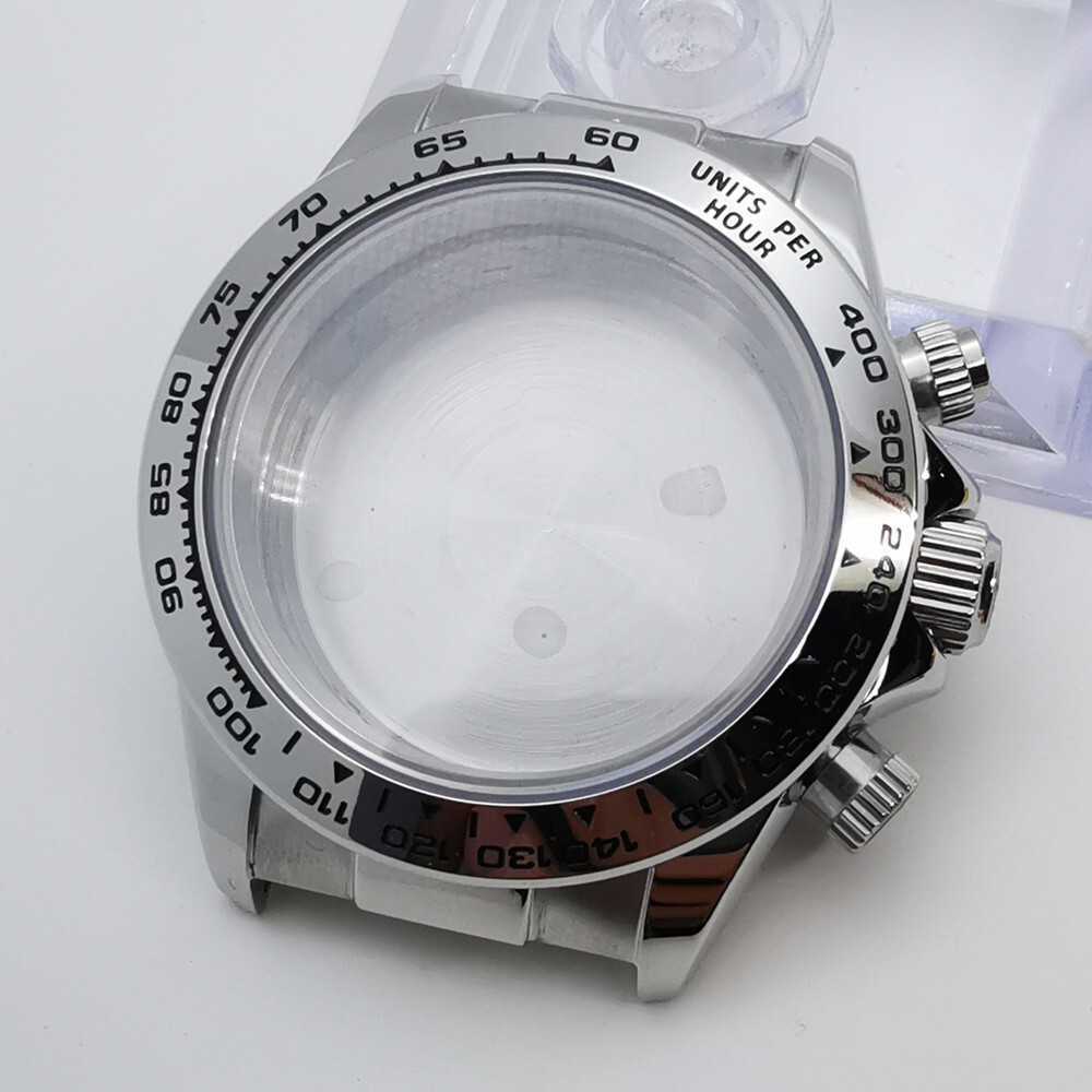 40mm silver rose gold gold sapphire case fit VK63 VK64 movement Rubber strap