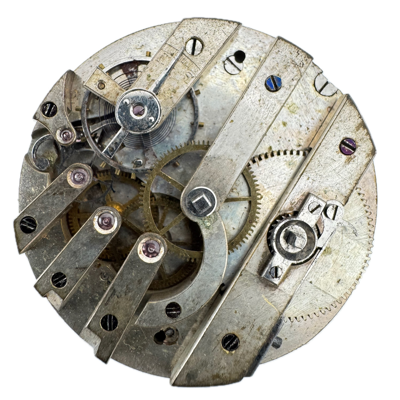 Antique 38mm Unbranded Unisex Key Wind Pocket Watch Movement Swiss Three Finger