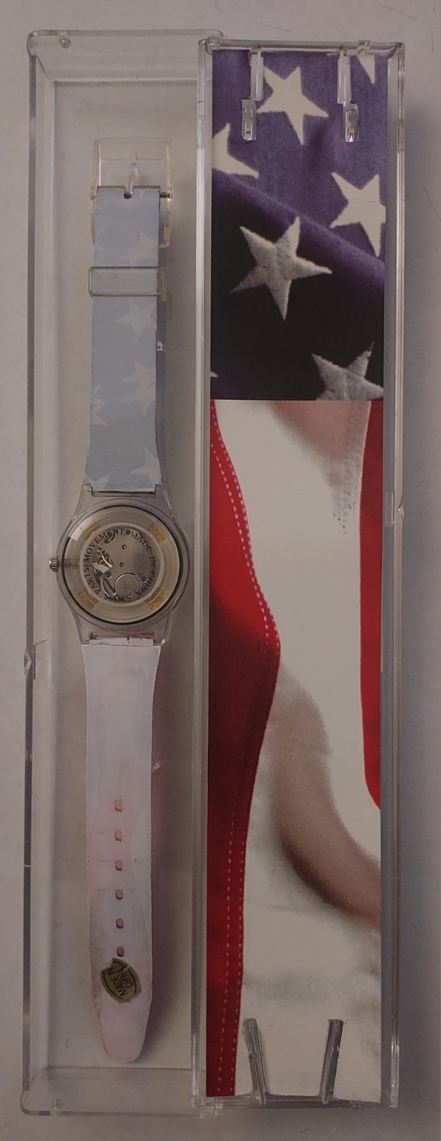 Stars & Stripes Swiss Quartz Movement Dial Watch w/Box ~Needs New Battery