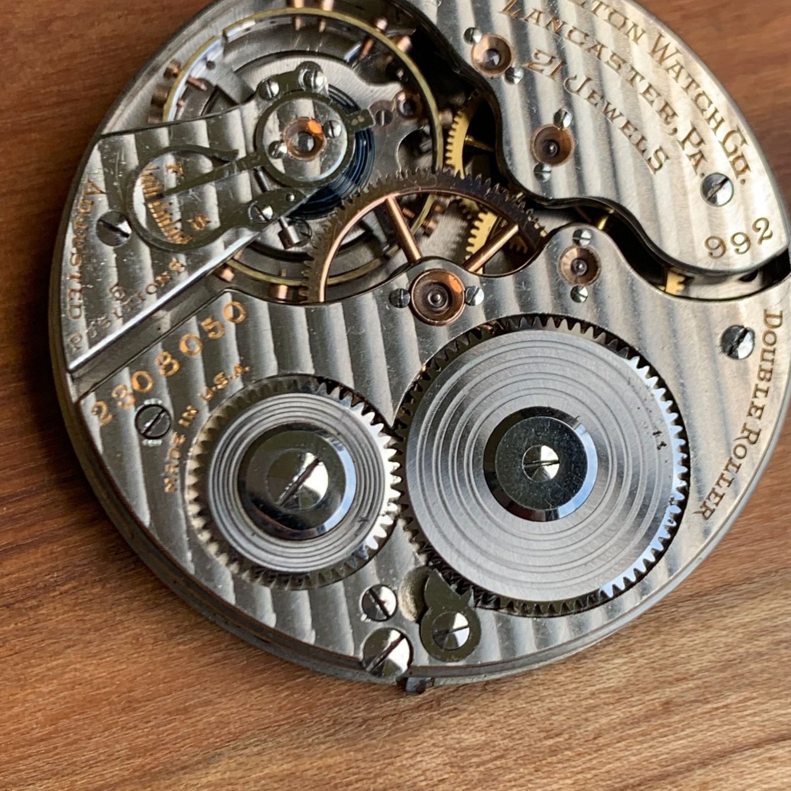 1925 Hamilton Grade 992 16S 21 Jewels Pocket Watch Movement Runs Needs Service