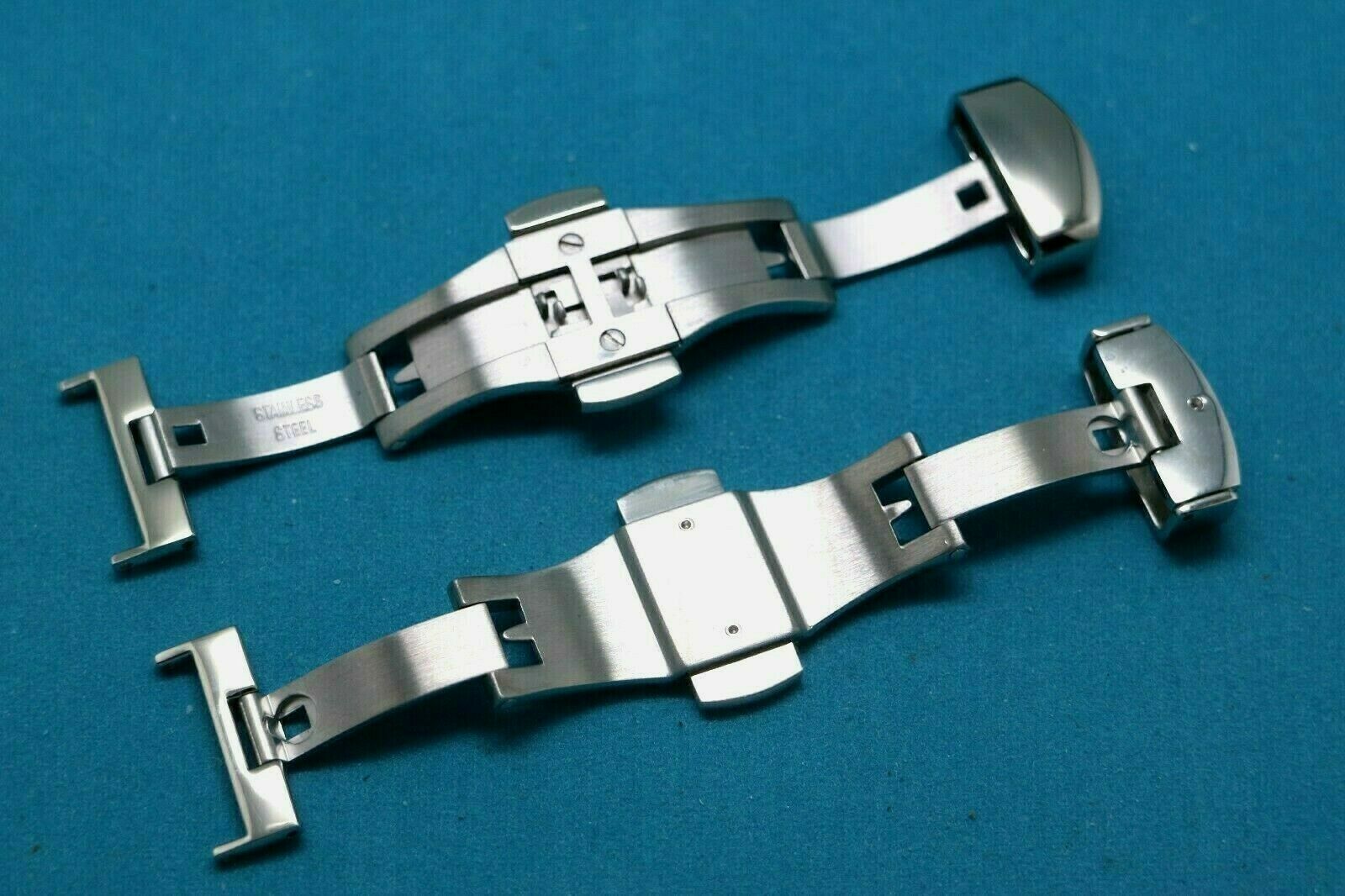 1 – 10Pcs 16mm Swiss 316L Stainless Silver Tone Push Button Deployment Clasp