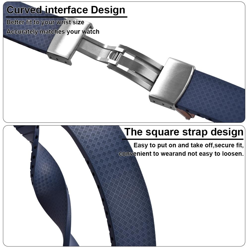 Fkm Fluoro Rubber Watch Strap Quick Release Cut to Size Buckle Band Soft 18-22mm