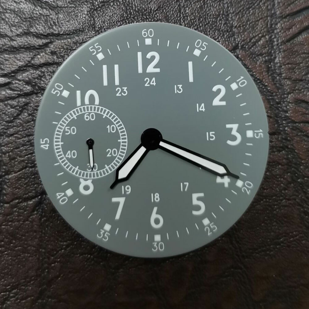 Fit For ETA6497 6498 ST3600 3620 39mm Gray Watch Dial+Hands Green Luminous