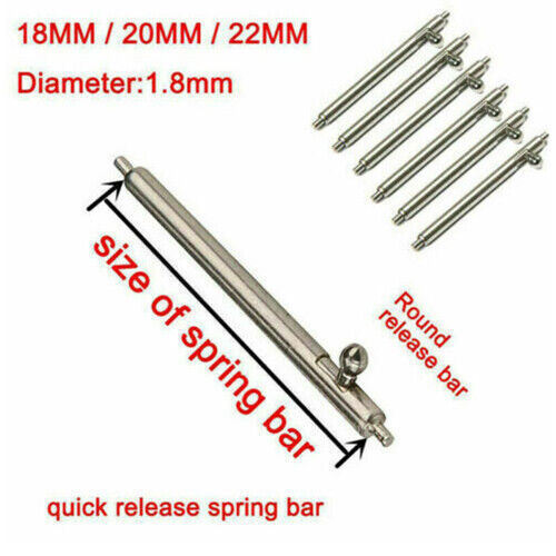 10pcs Replacement Quick Release Watch Strap Spring Bars Pins 18/ 20/ 22/ 22.5 mm
