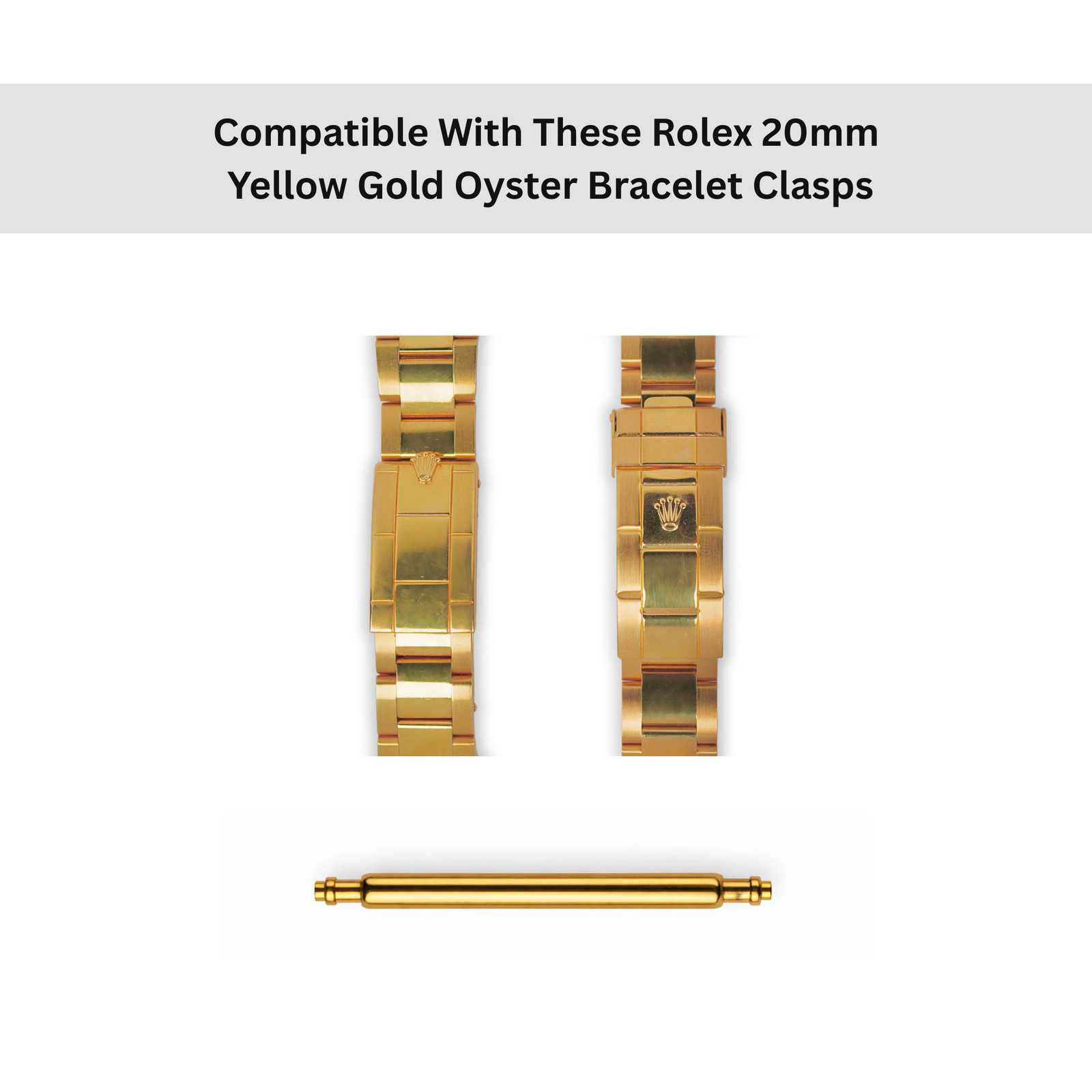 Rolex Yellow Gold Buckle Clasp Spring Bar 16mm For Oyster Bracelets – One Pair