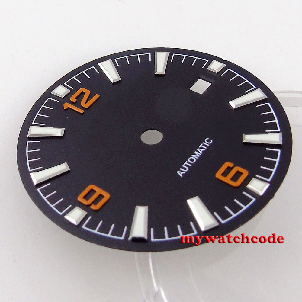 31mm Sterile Black Watch Dial Fit Japan NH35 NH36 ETA 2836 2824 Miyota 8215 8205