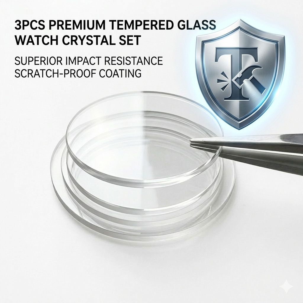 3PCS 1mm Tempered Glass Watch Crystal – Round Flat Replacement 16mm-45mm Repair
