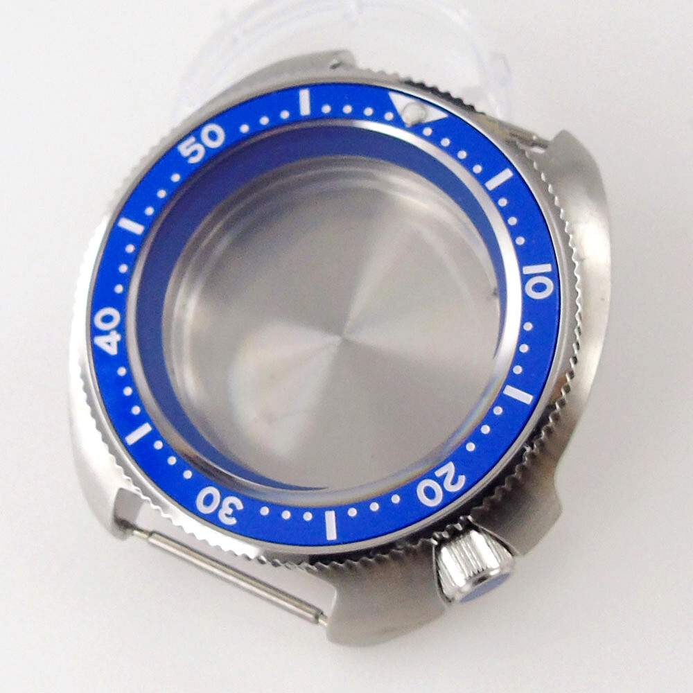 44mm Sapphire Glass Automatic Turtle Watch Case Fit NH35 NH36 4.1 o’clock crown