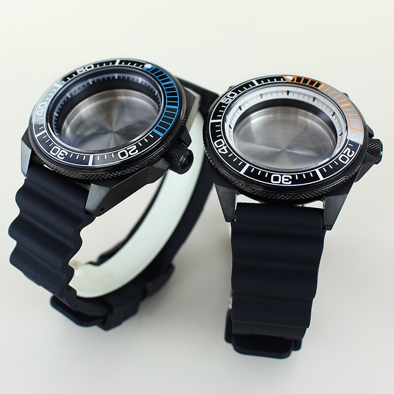 43.8mmSeiko Samurai Watch case rubber strap Ceramic Ring AR layer sapphire glass