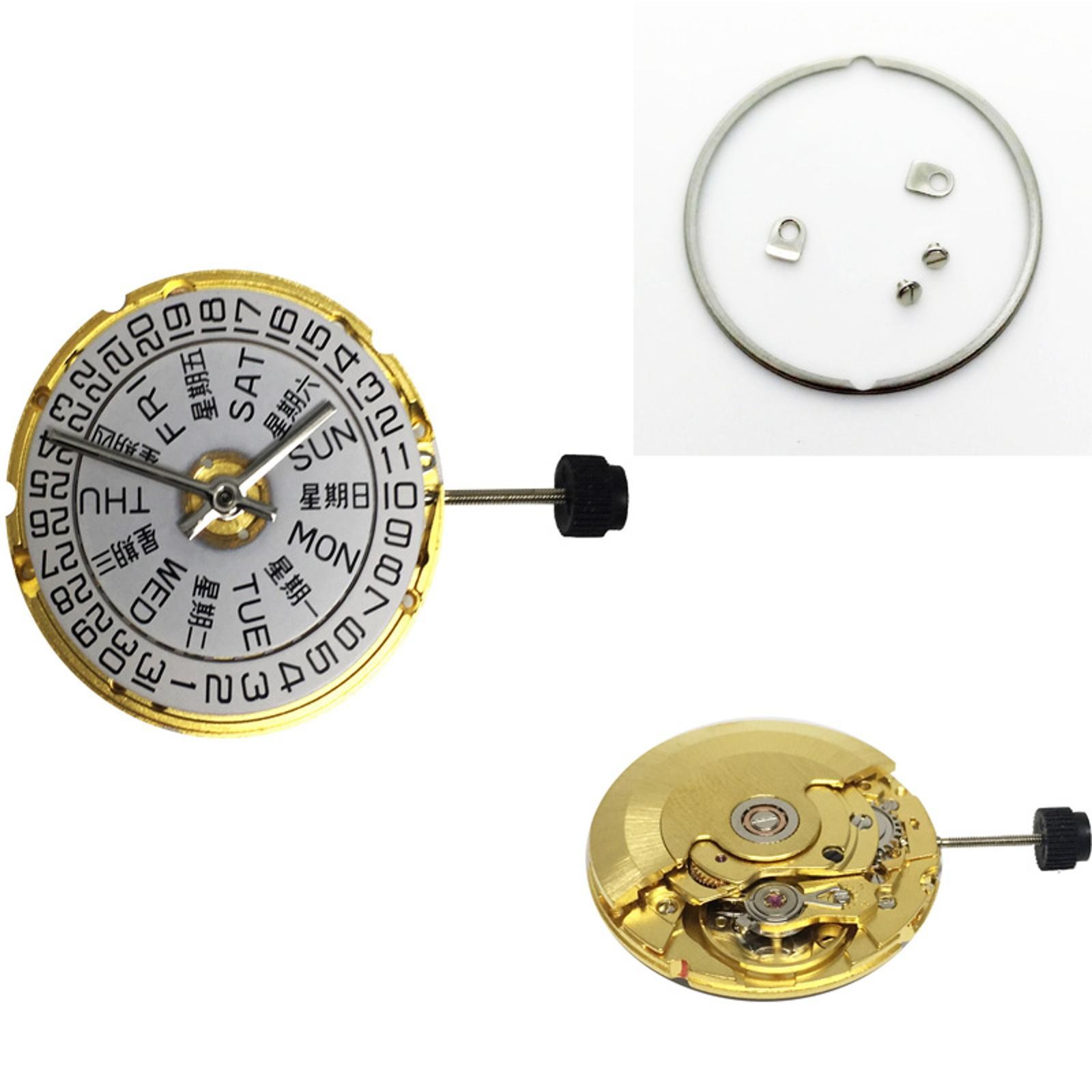 White/Gold Day/Date@3 Automatic Watch Movement For ETA 2836-2 SELLITA SW220 H