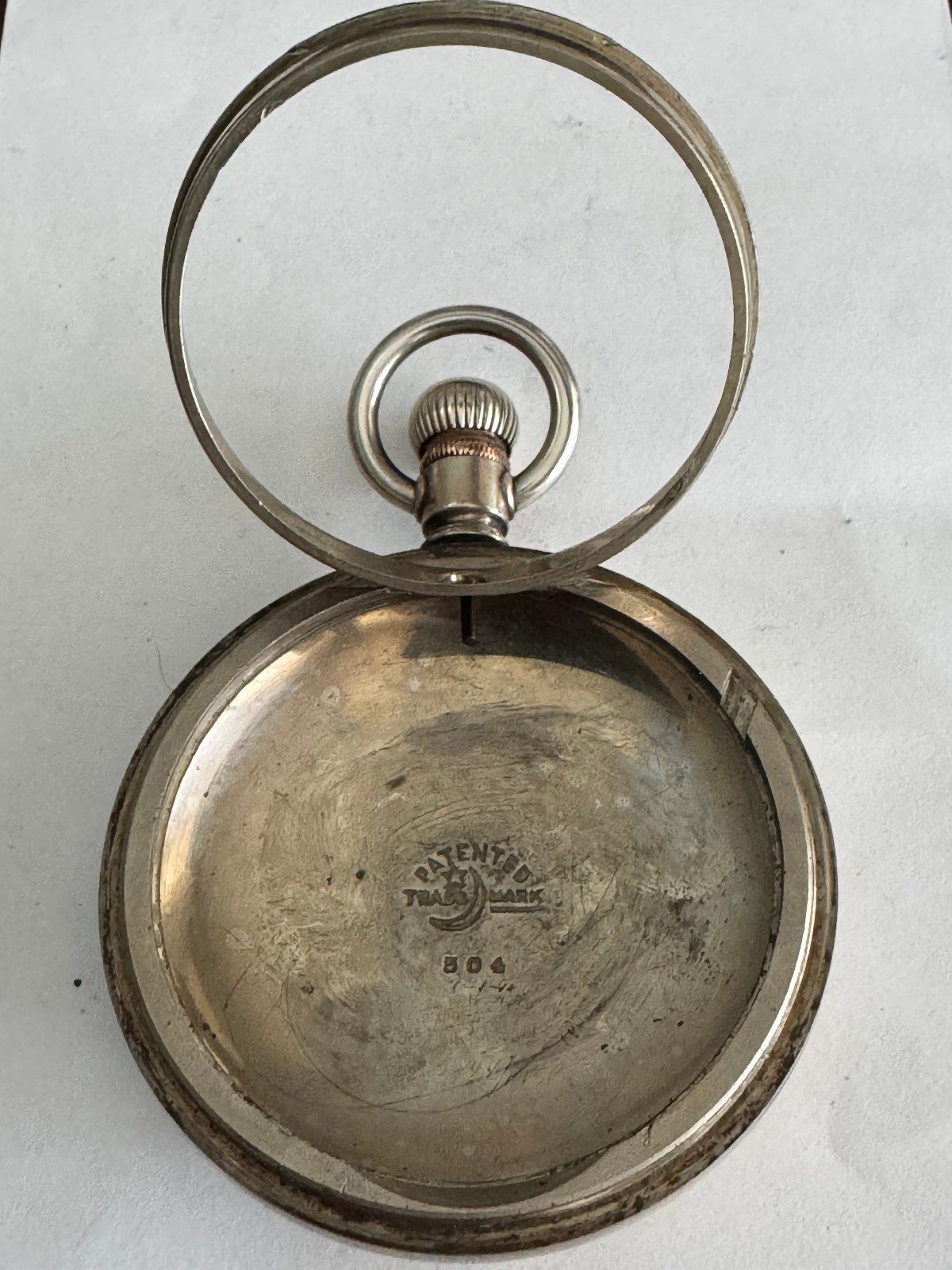 VINTAGE 18 SIZE CRESCENT POCKET WATCH CASE PENDANT AND LEVER SET SWING OUT STYLE