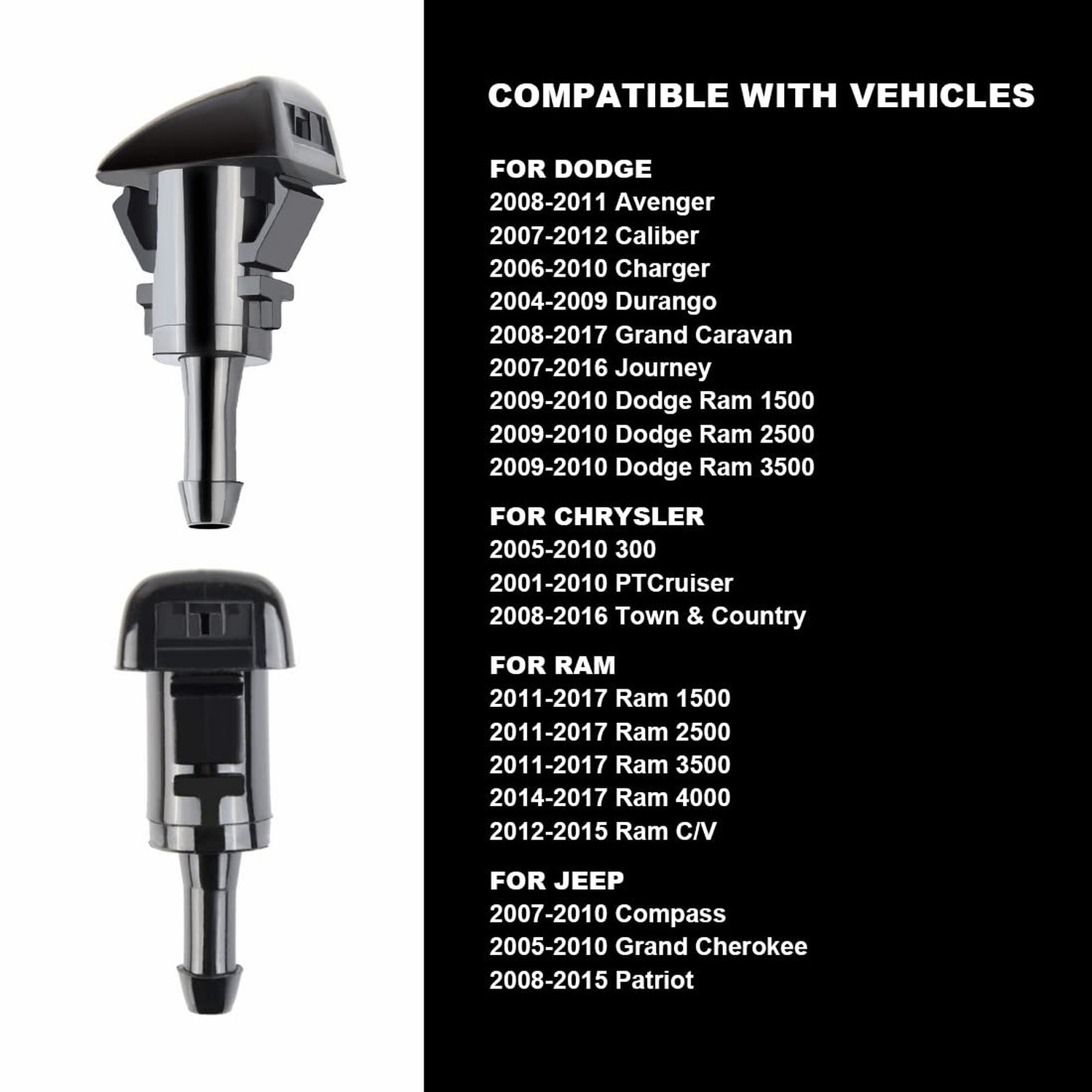 42 In 1 Front Windshield Washer Nozzles Kit Compatible with Chrysler Dodge Je…