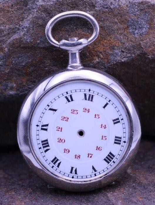 ARGENTAN LADIES SWISS POCKET WATCH CASE & DIAL 30mm DIAMETER NOS (EP)