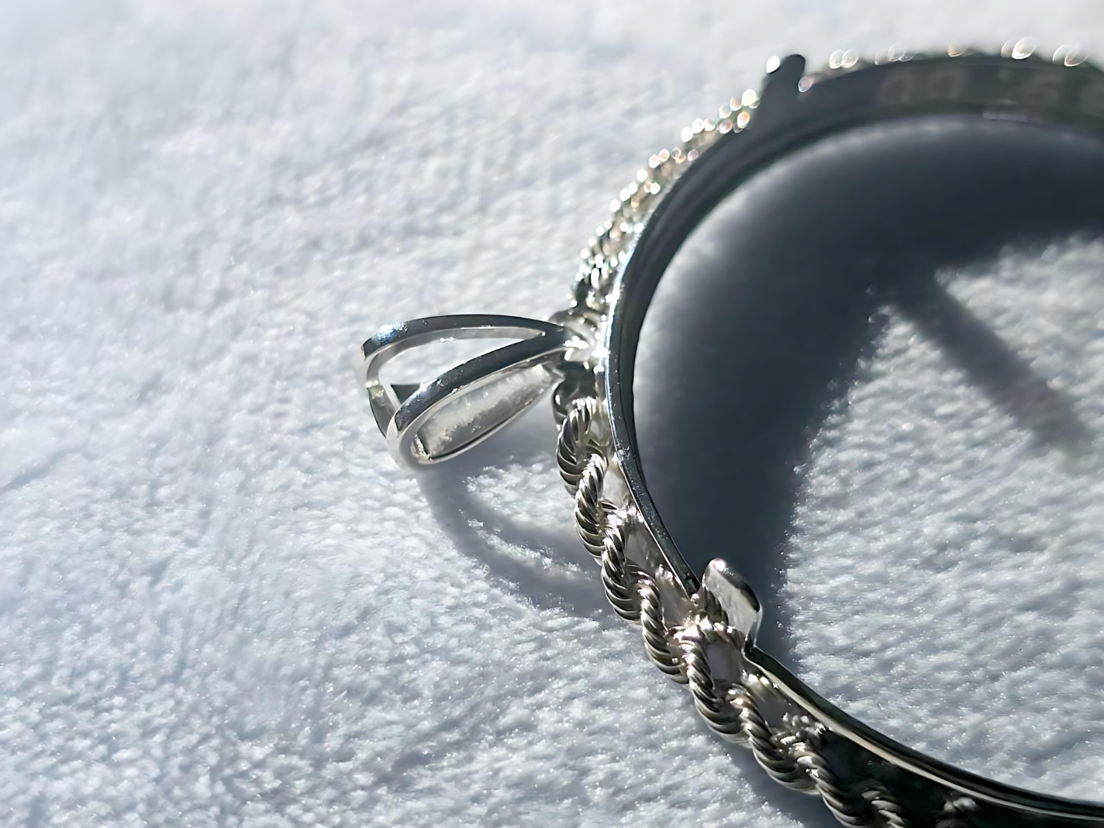 925 Sterling Silver Prong Back Illusion Rope Bezel for 39mm Coins Mexican Cien