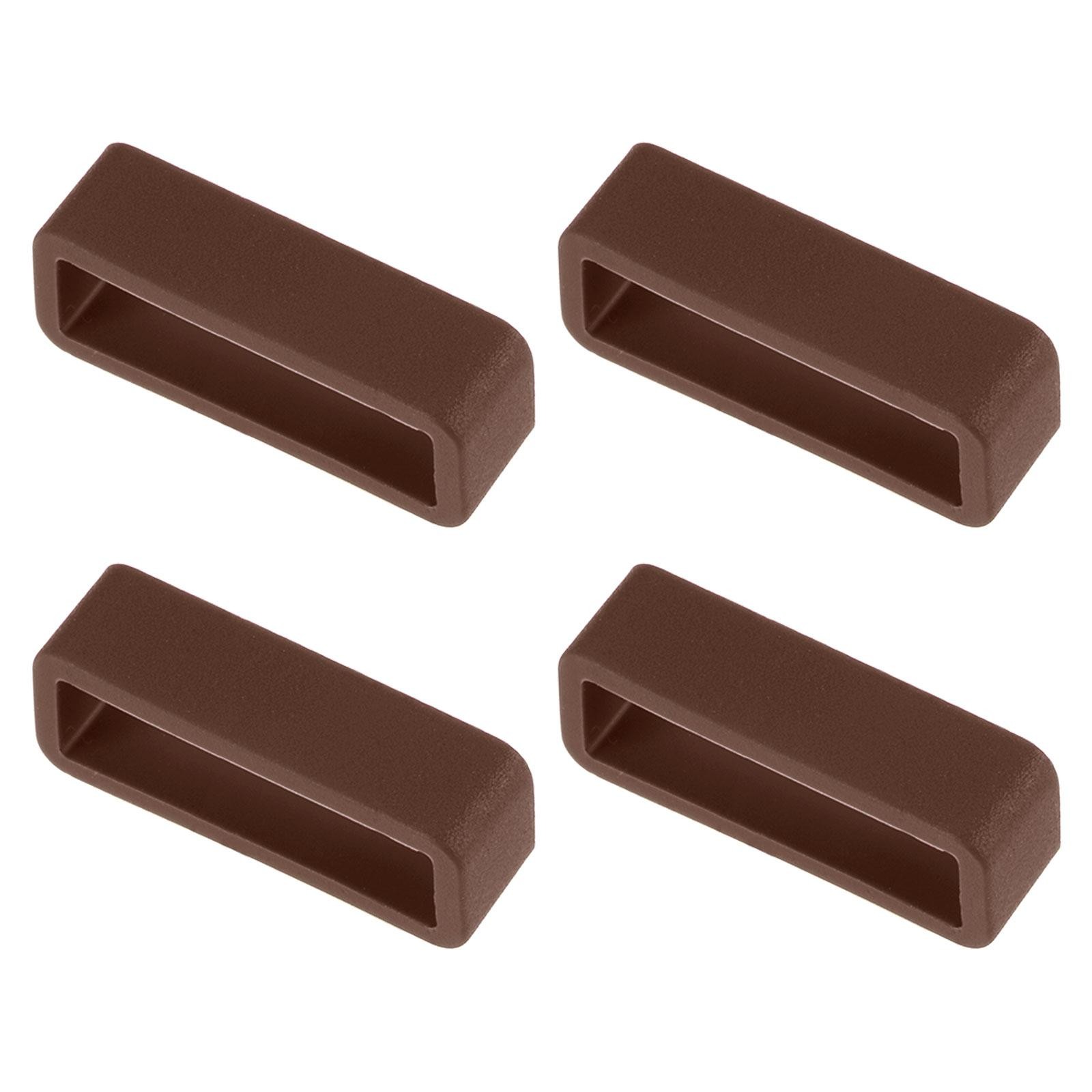 Watch Band Strap Loops Silicone for 22mm Width Watch Band, Brown 4 Pcs